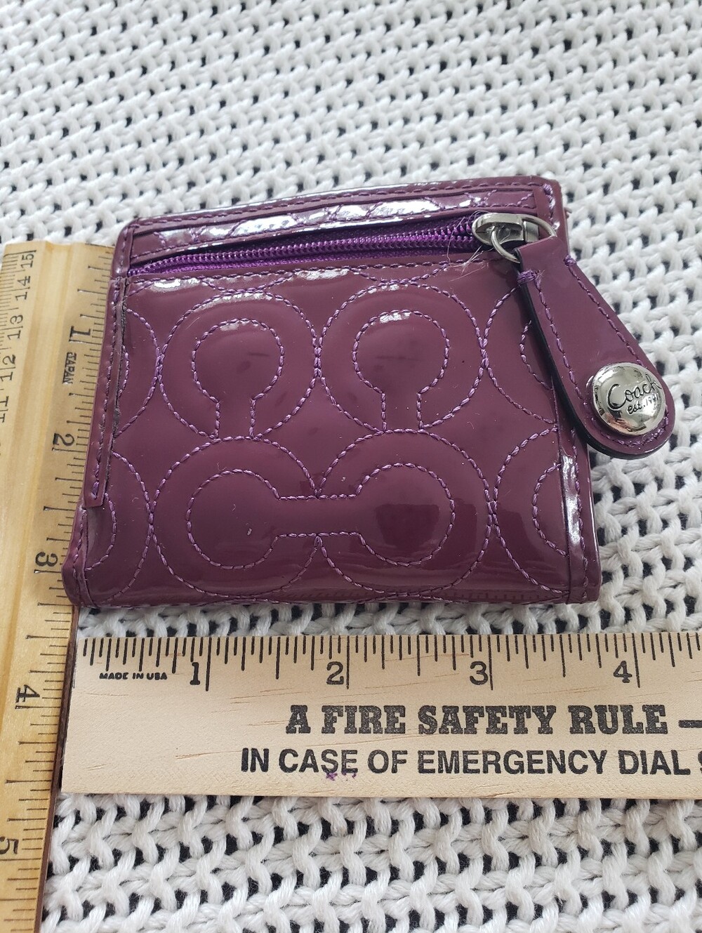 Coach Patent Leather C Embossed Small Wallet - Purple